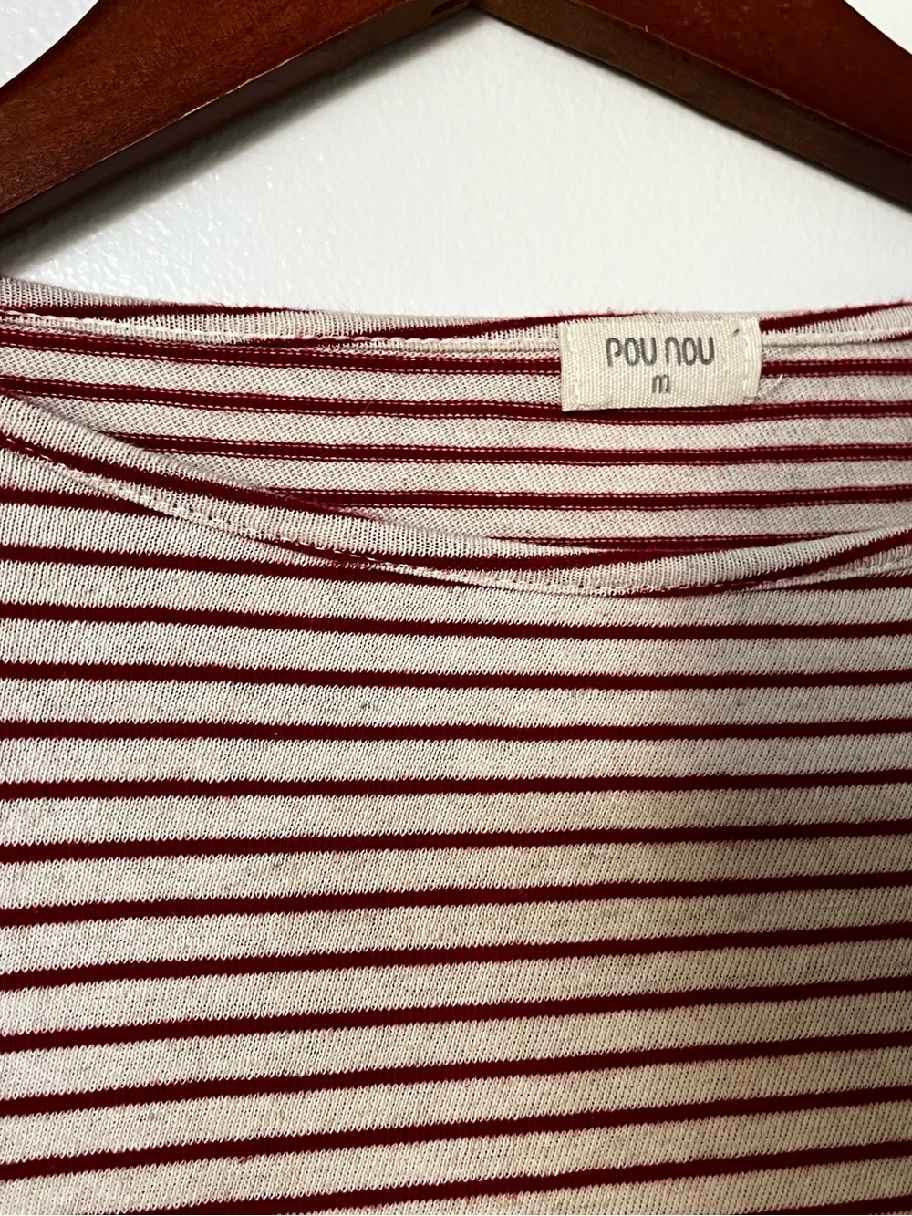 Red and Whit Boatneck 3/4” Sleeves Classic Very Soft
